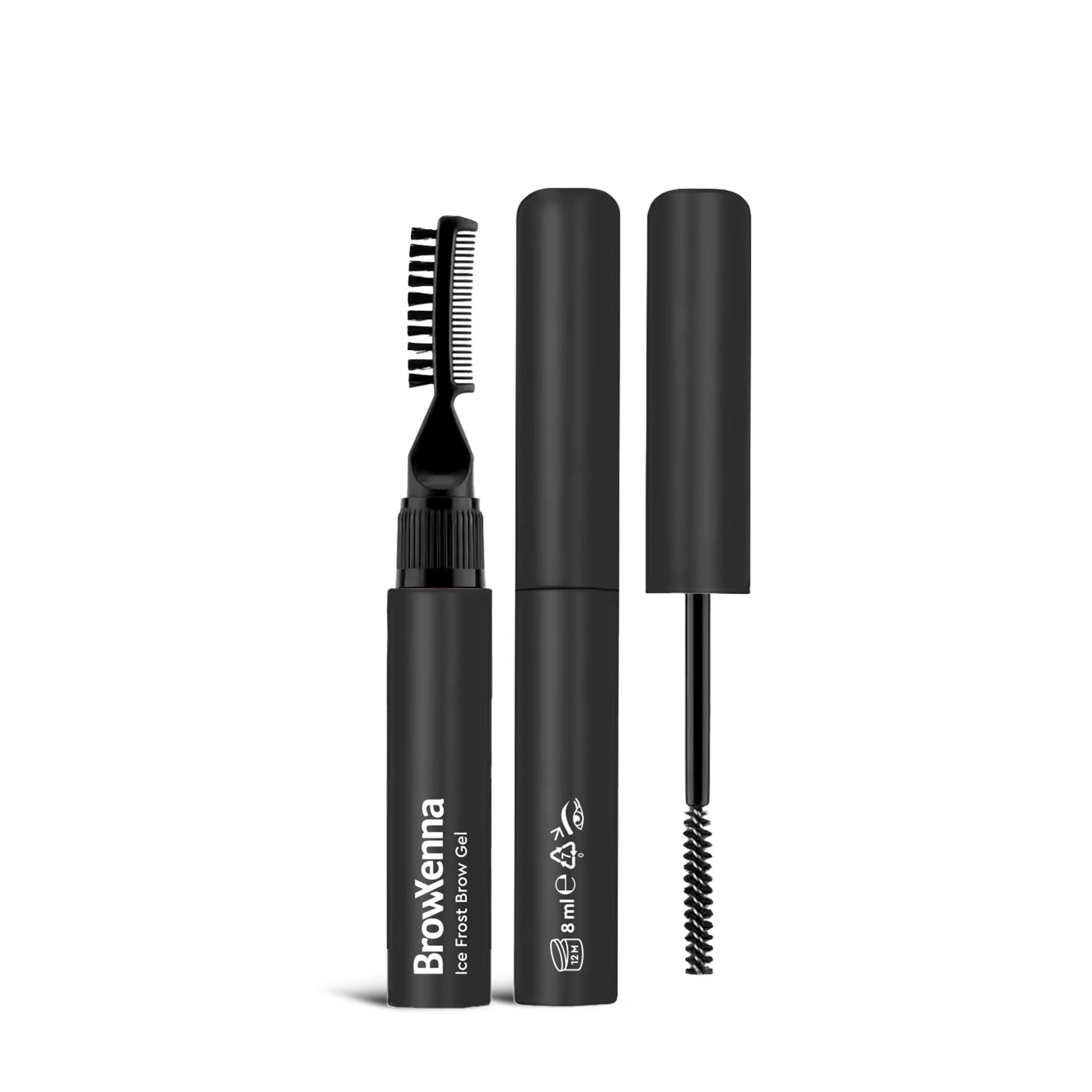 BrowXenna Ice Frost Brow Gel : High Strong Hold Styling Gel with Lami Effect and Dual Brushes, tube